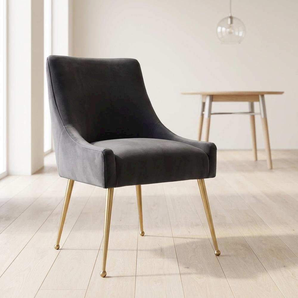 Velvet-Upholstered Accent Chair with Gold Stainless Steel Legs for Living Room. Picture 4