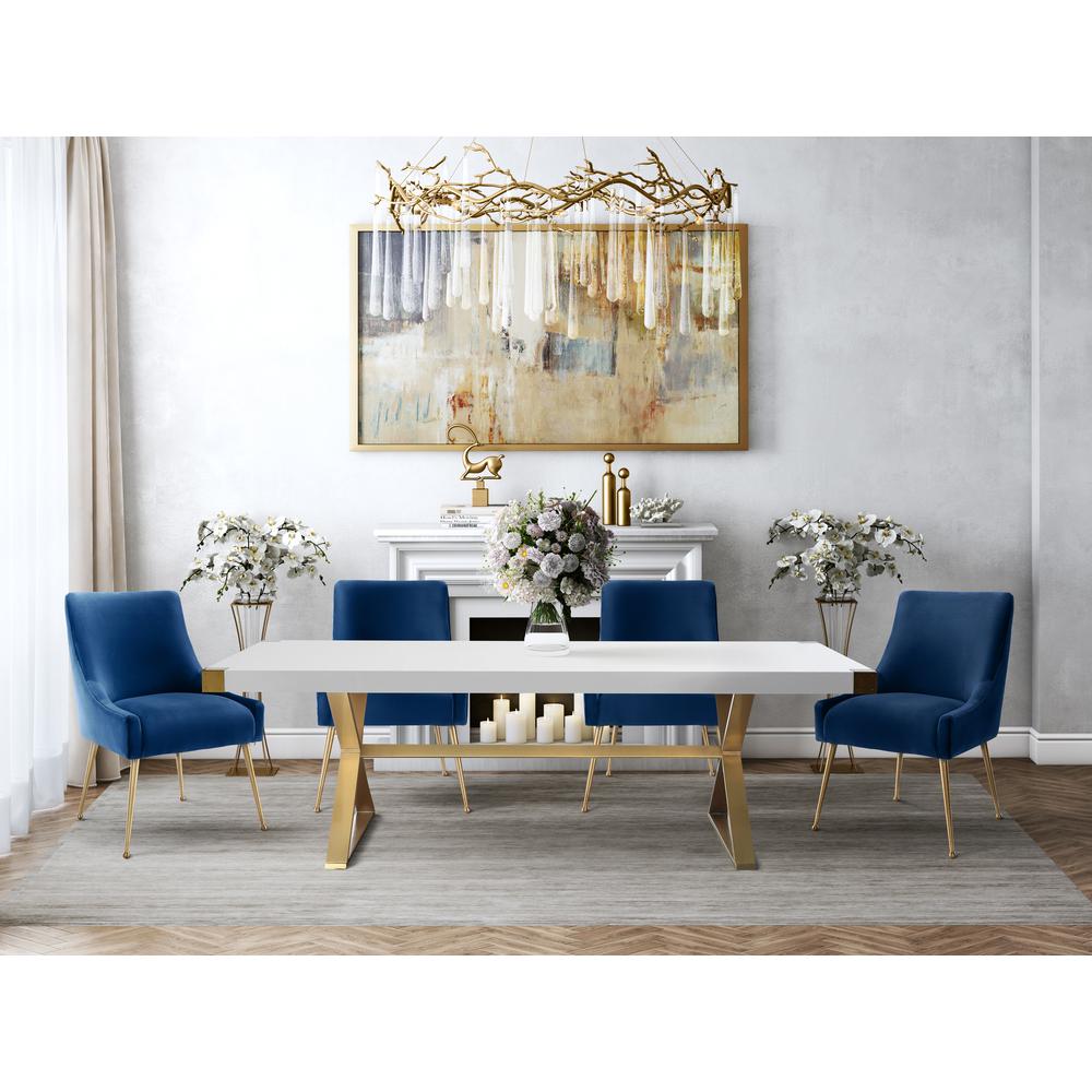 Adeline White Lacquer Dining Table. Picture 9