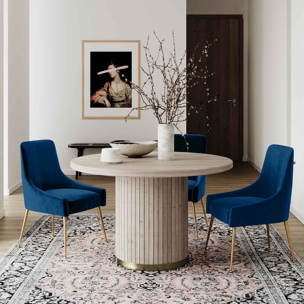 Beatrix Navy Velvet Side Chair. Picture 2