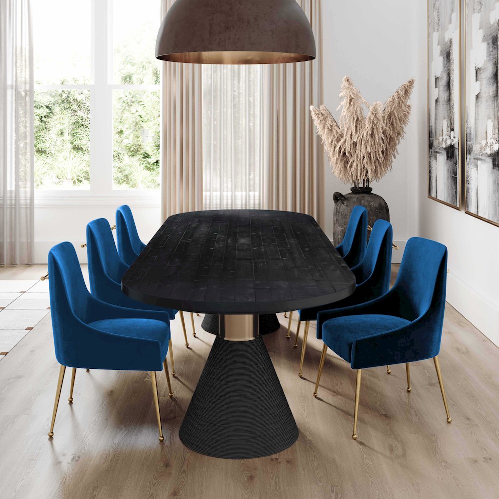 Beatrix Navy Velvet Side Chair. Picture 6
