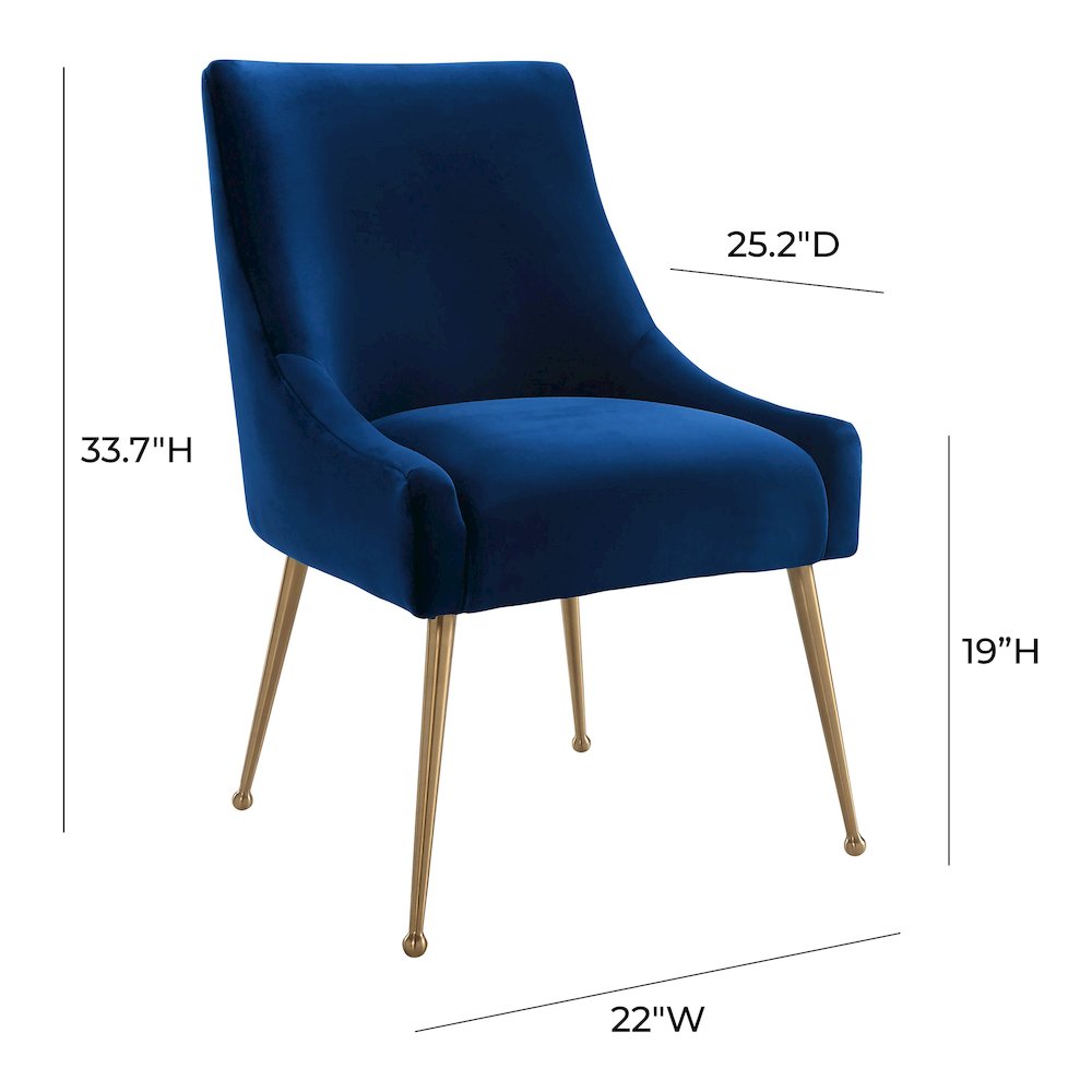 Beatrix Navy Velvet Side Chair. Picture 7
