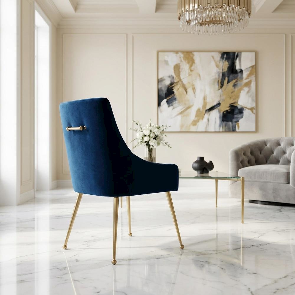 Velvet-Upholstered Accent Chair with Gold Stainless Steel Legs for Living Room. Picture 2