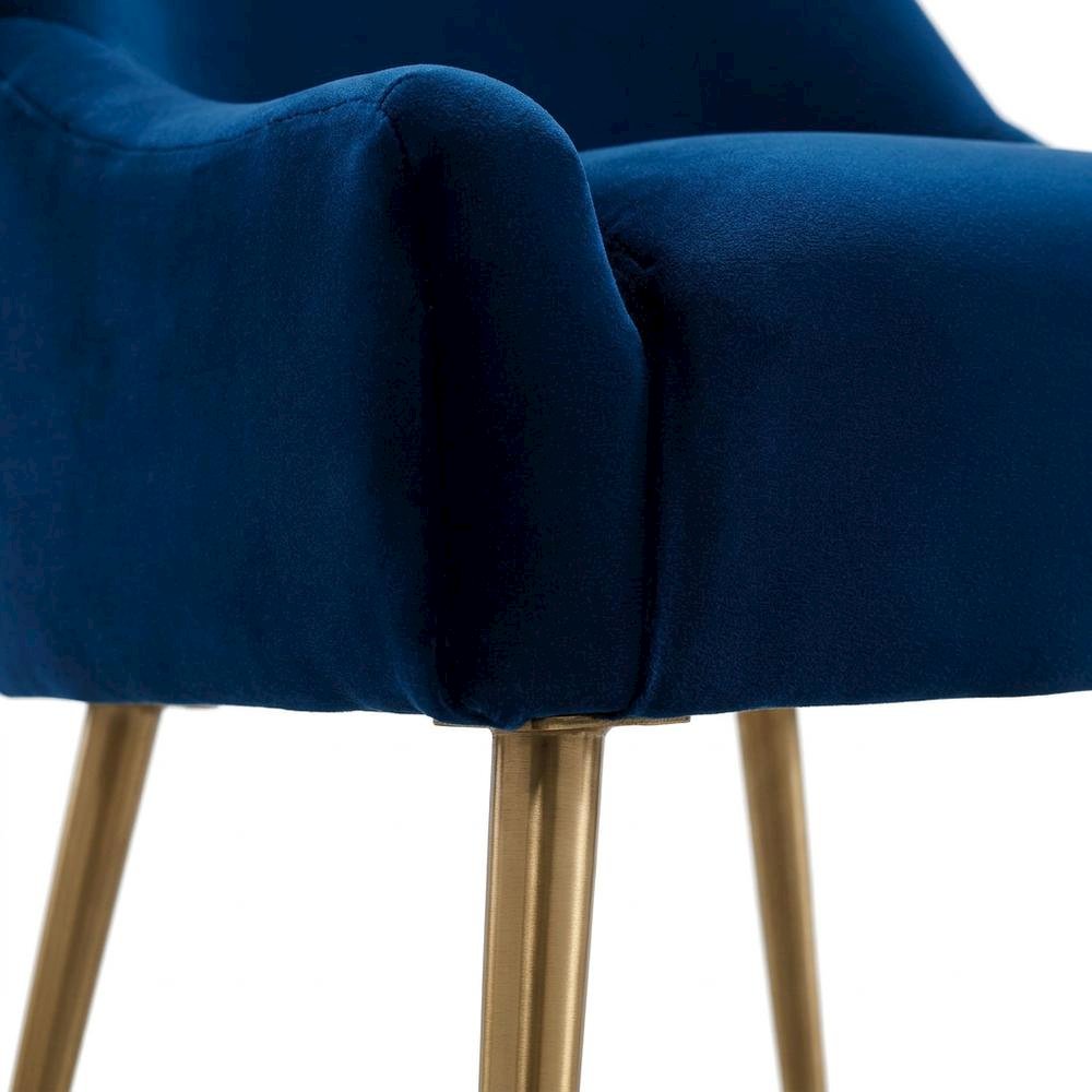 Velvet-Upholstered Accent Chair with Gold Stainless Steel Legs for Living Room. Picture 7