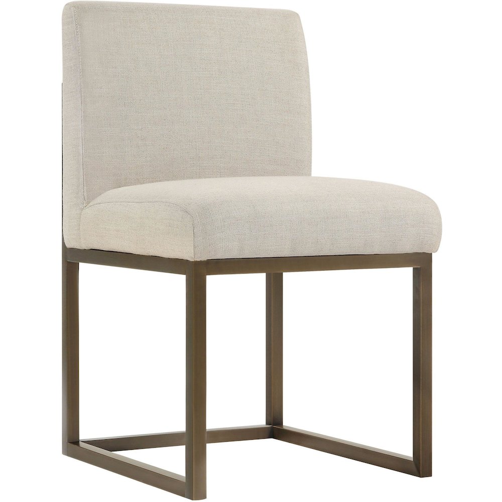Haute Beige Linen Chair in Brass. Picture 1