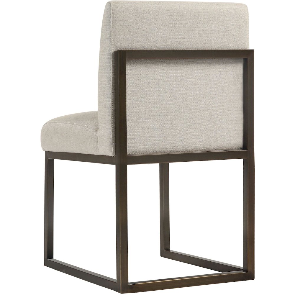 Haute Beige Linen Chair in Brass. Picture 4