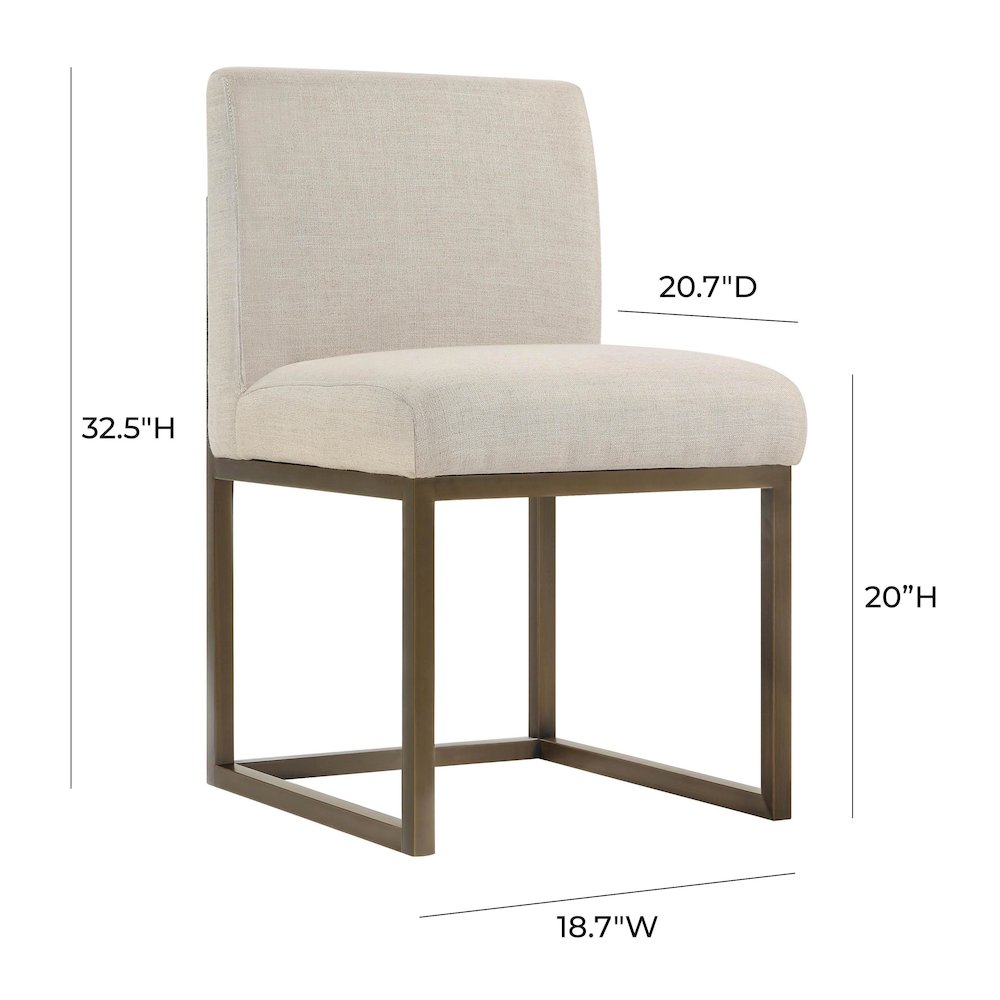 Haute Beige Linen Chair in Brass. Picture 6