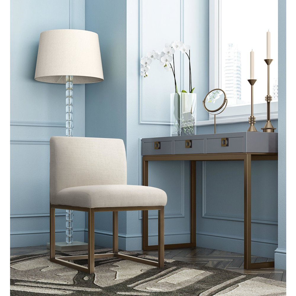 Haute Beige Linen Chair in Brass. Picture 7