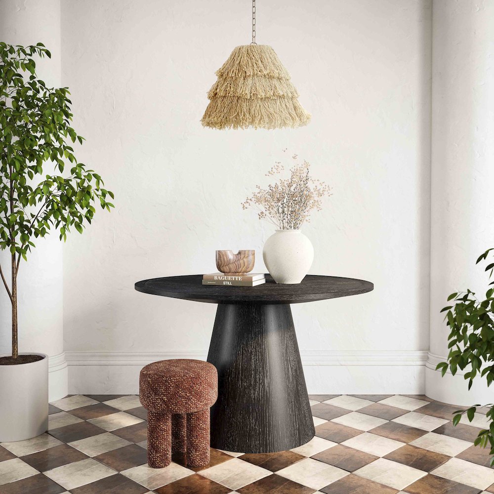 Sahara Black Oak Round Dining Table. Picture 3