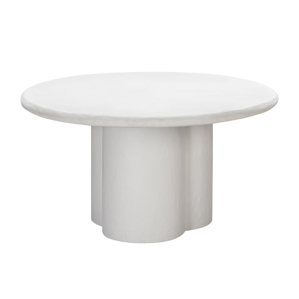 Elika White Faux Plaster Round Dining Table. Picture 1