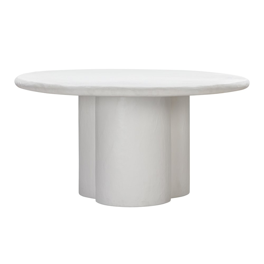 Elika White Faux Plaster Round Dining Table. Picture 4