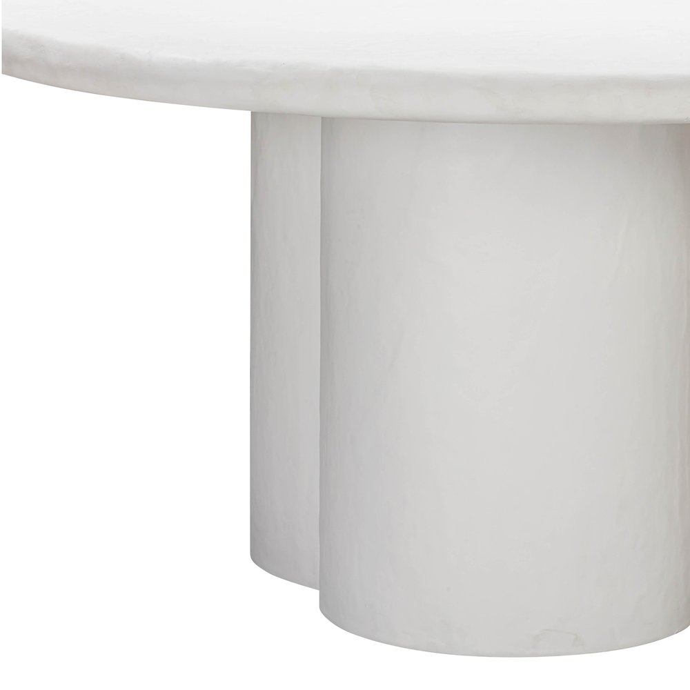 Elika White Faux Plaster Round Dining Table. Picture 5