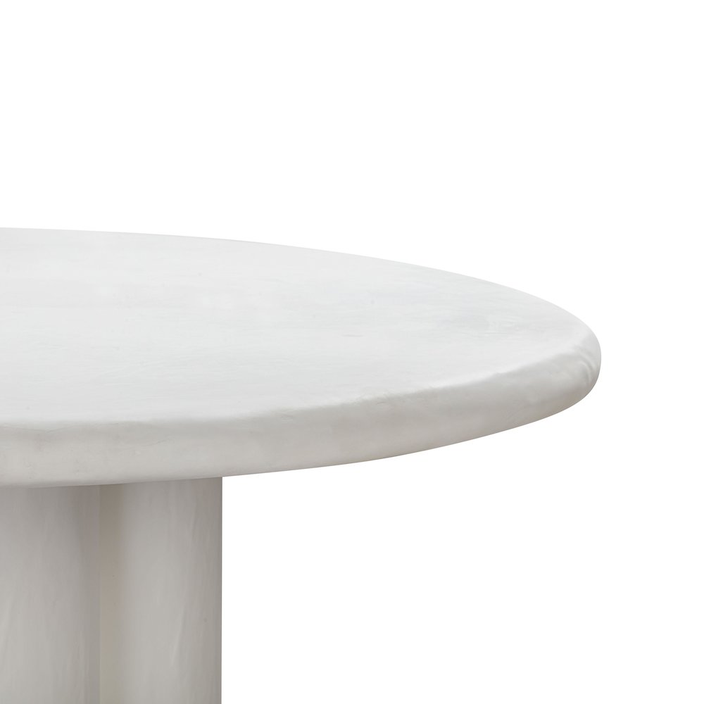 Elika White Faux Plaster Round Dining Table. Picture 6