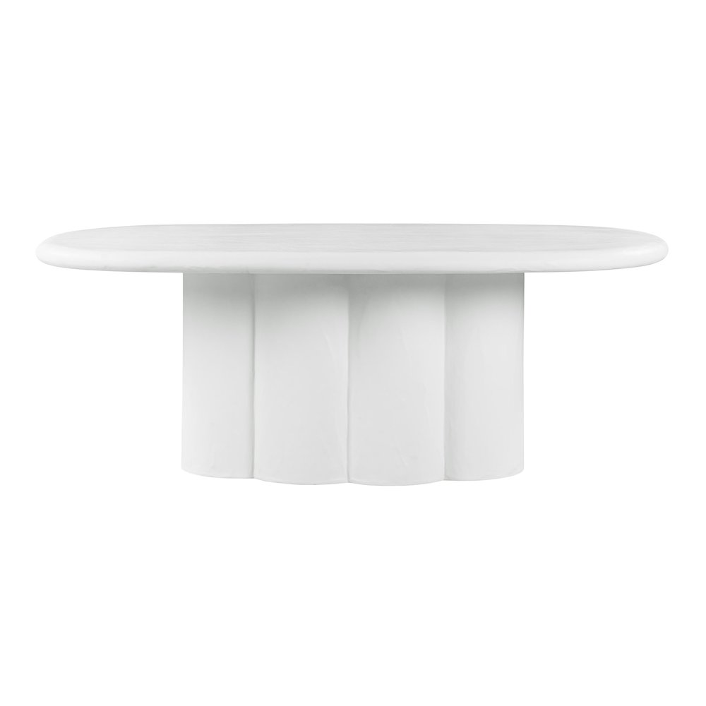 Elika White Faux Plaster Oval Dining Table. Picture 1