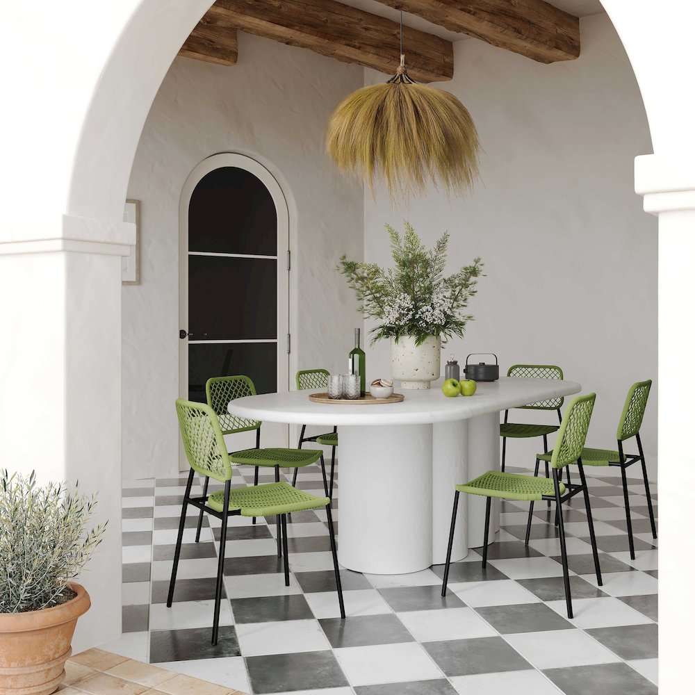 Elika White Faux Plaster Oval Dining Table. Picture 2