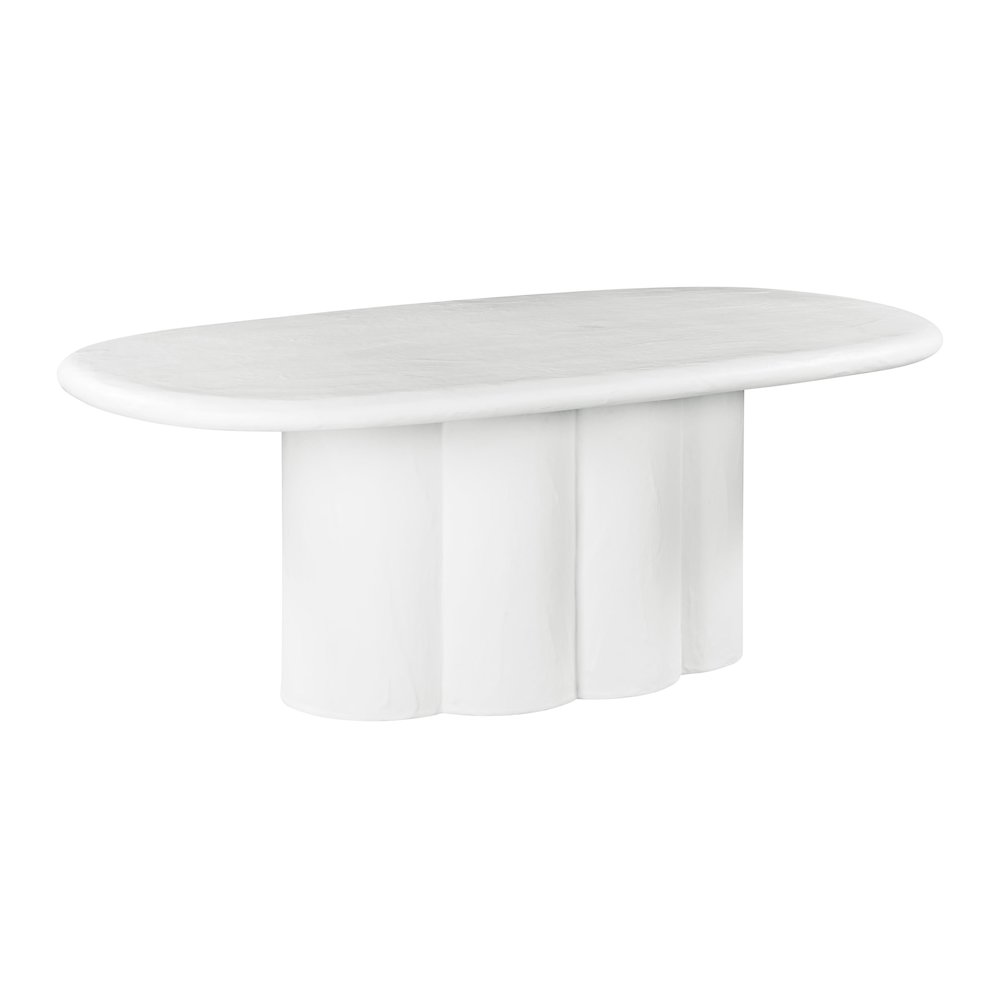 Elika White Faux Plaster Oval Dining Table. Picture 3
