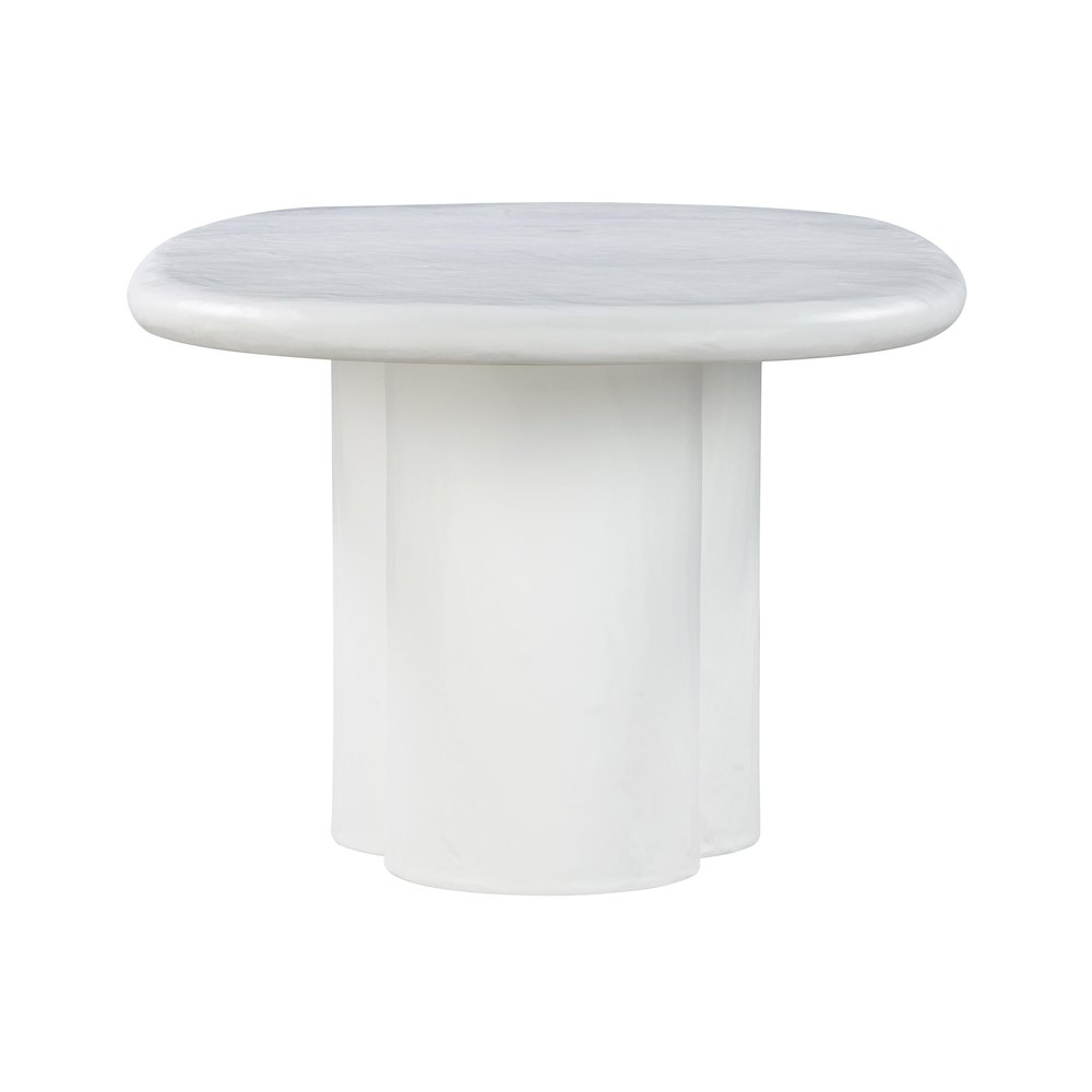 Elika White Faux Plaster Oval Dining Table. Picture 4