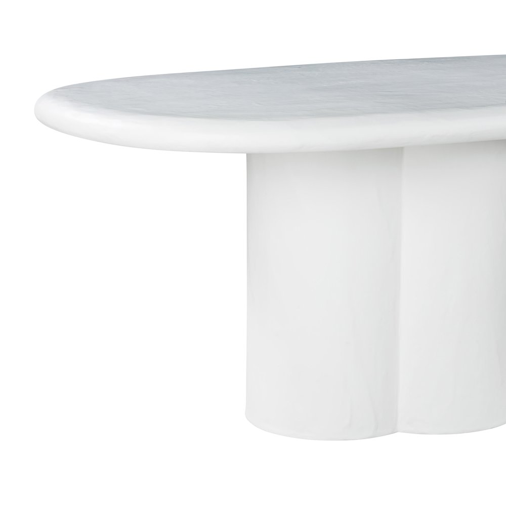 Elika White Faux Plaster Oval Dining Table. Picture 6