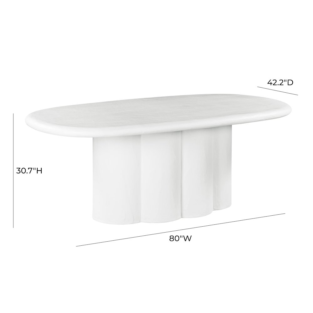 Elika White Faux Plaster Oval Dining Table. Picture 7