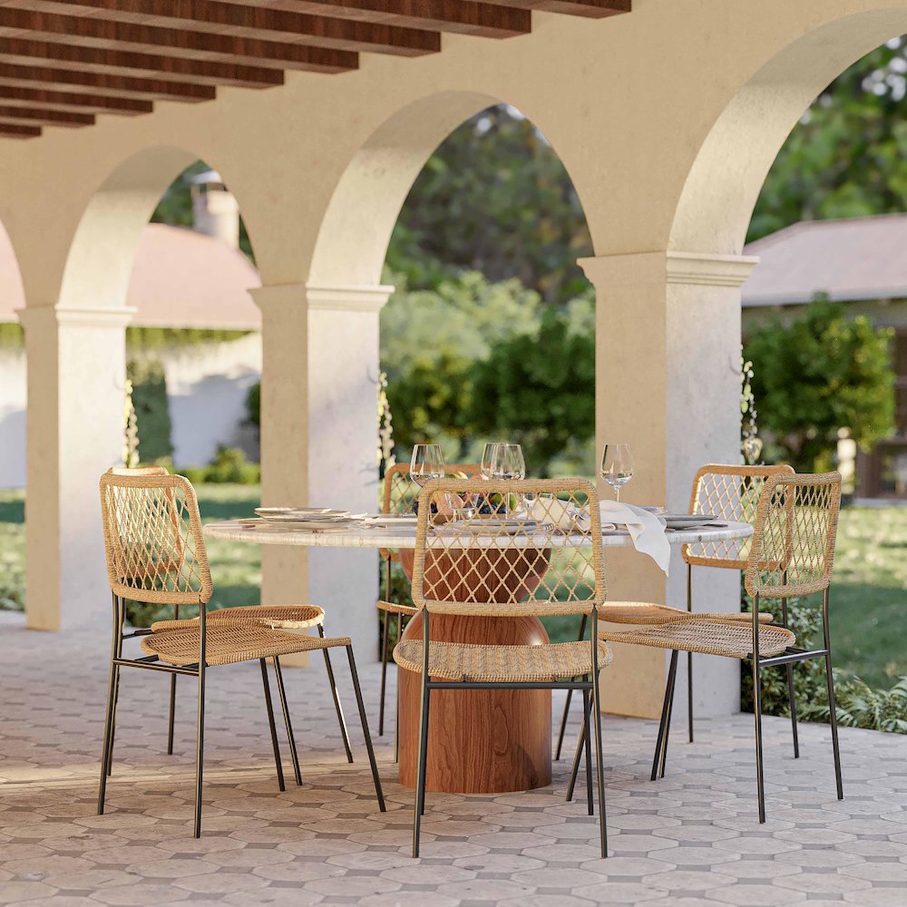 Cynthia Travertine Concrete Indoor / Outdoor 54" Round Dining Table. Picture 2