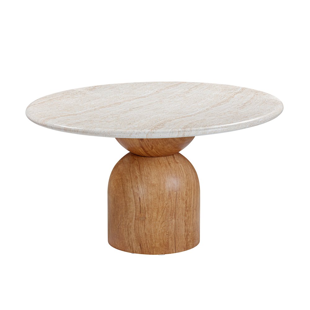 Cynthia Travertine Concrete Indoor / Outdoor 54" Round Dining Table. Picture 3