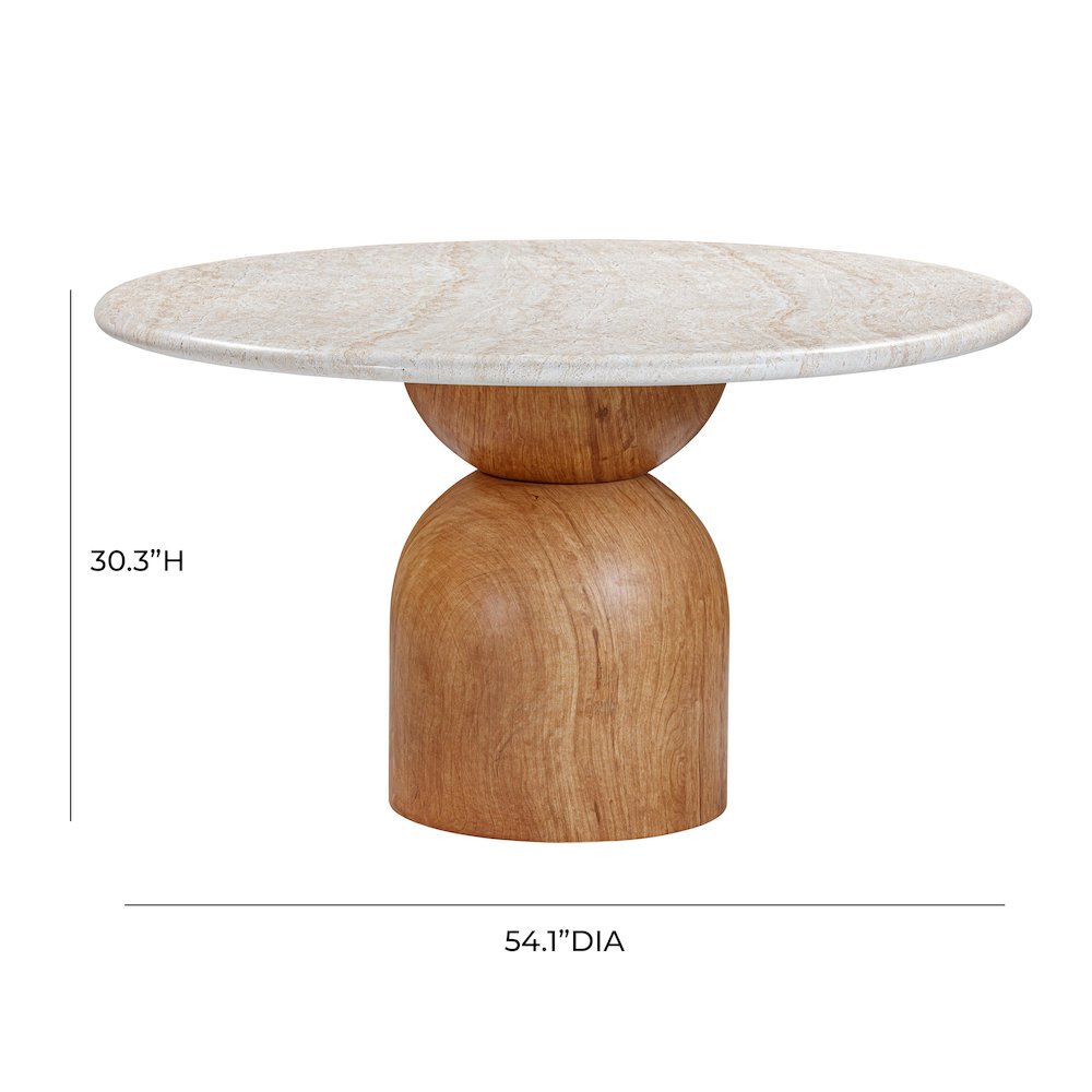 Cynthia Travertine Concrete Indoor / Outdoor 54" Round Dining Table. Picture 6