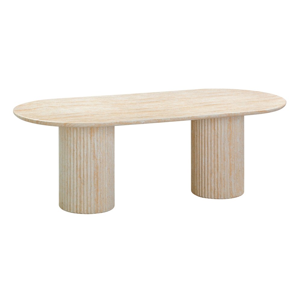 Brut Travertine Pattern Indoor/Outdoor Dining Table. Picture 1