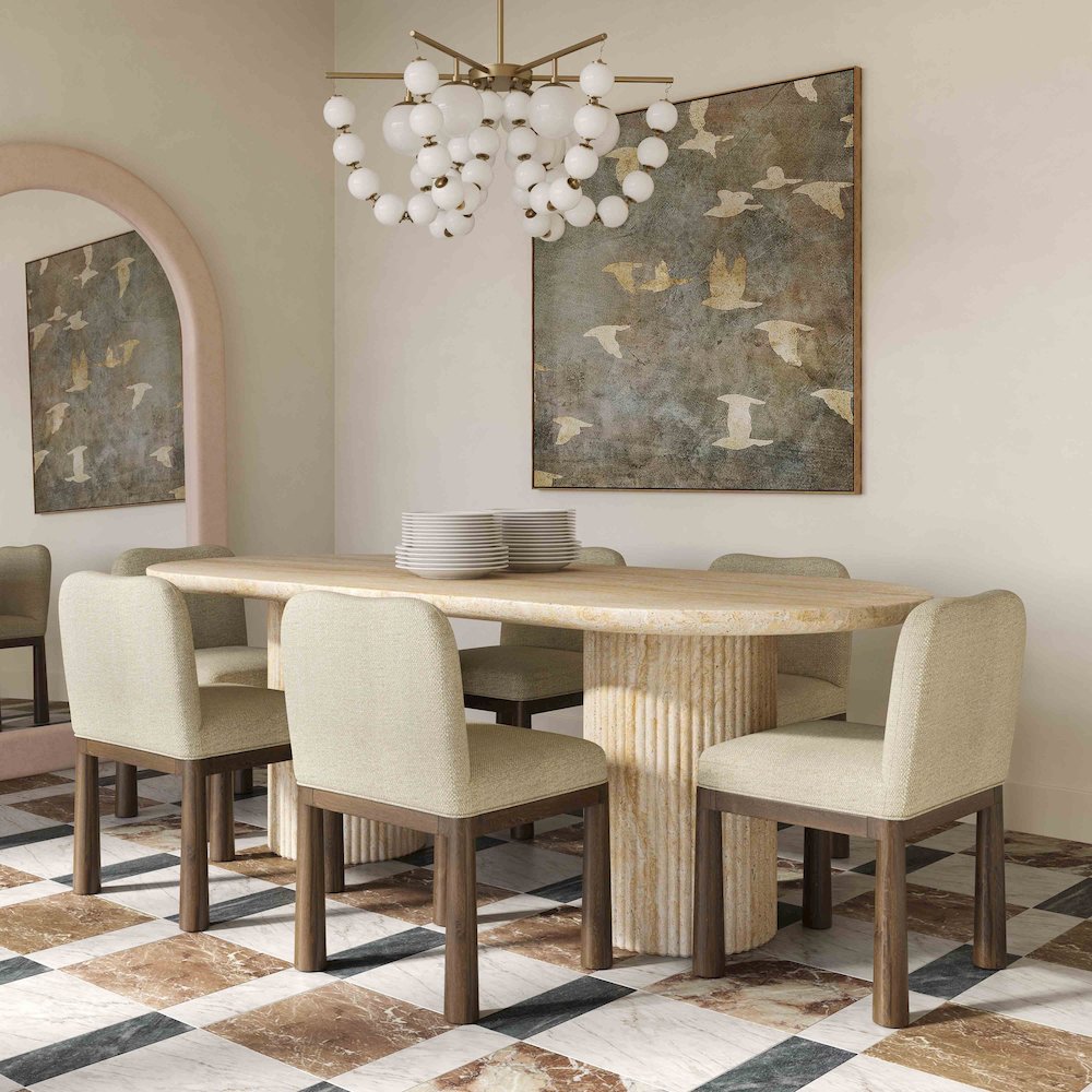 Brut Travertine Pattern Indoor/Outdoor Dining Table. Picture 2