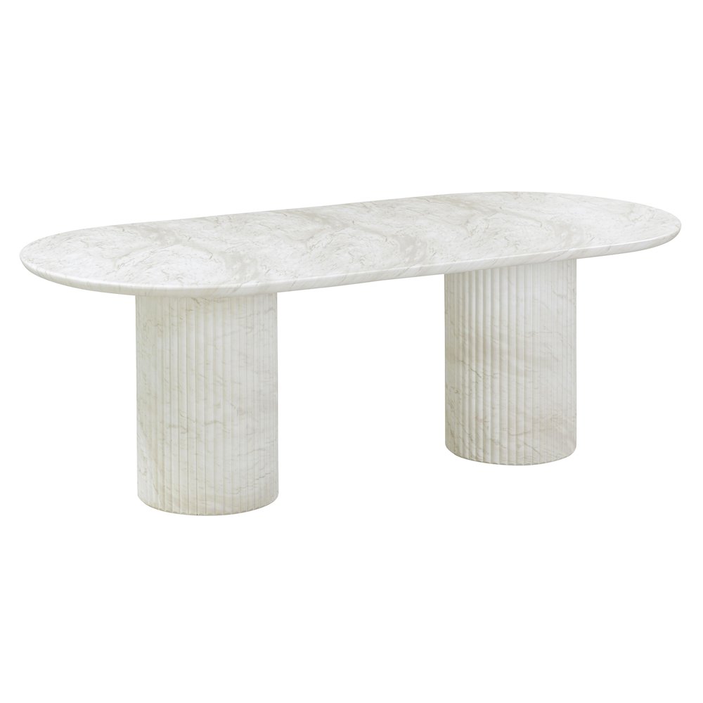 Brut White Marble Pattern Indoor/Outdoor Dining Table. Picture 1