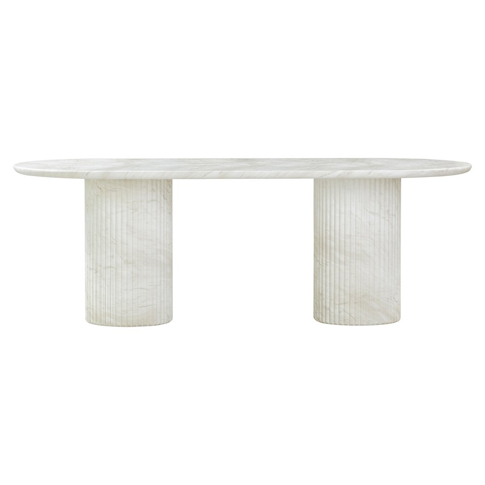 Brut White Marble Pattern Indoor/Outdoor Dining Table. Picture 3