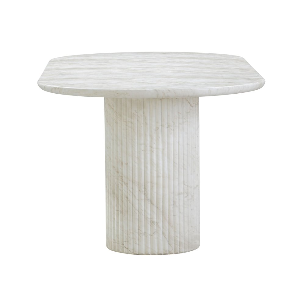 Brut White Marble Pattern Indoor/Outdoor Dining Table. Picture 4