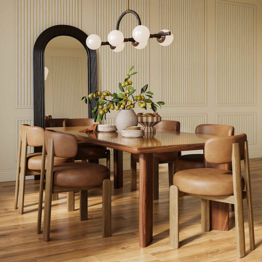 Odessa Saddle Brown Vegan Leather Dining Chair. Picture 2