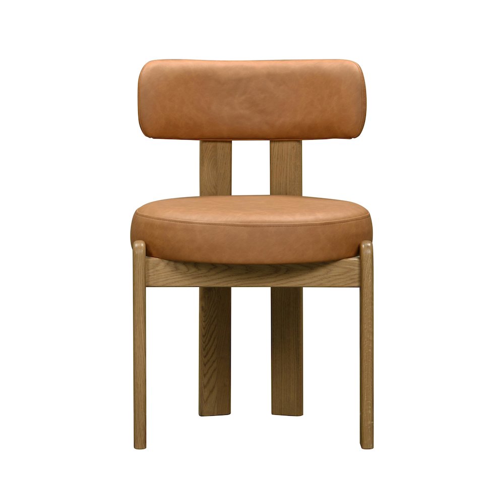 Odessa Saddle Brown Vegan Leather Dining Chair. Picture 3