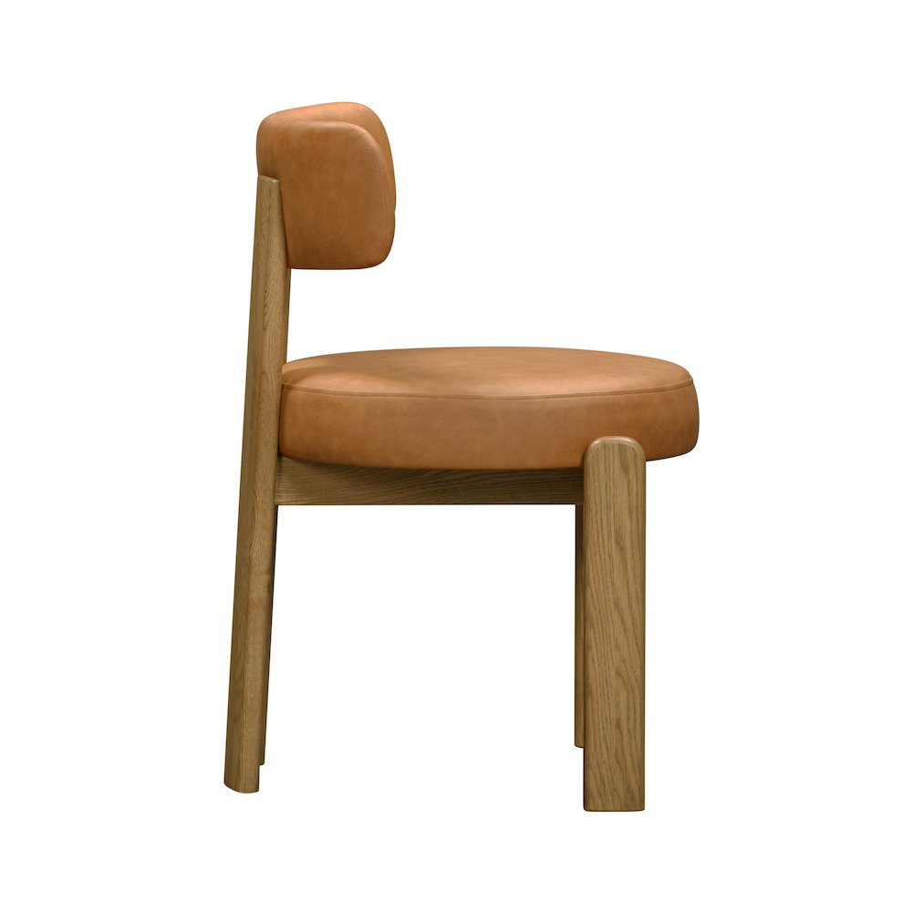 Odessa Saddle Brown Vegan Leather Dining Chair. Picture 4