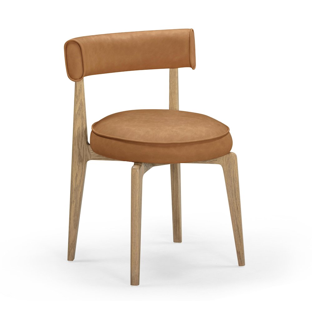Nikita Saddle Brown Performance Vegan Leather Dining Chair. Picture 1