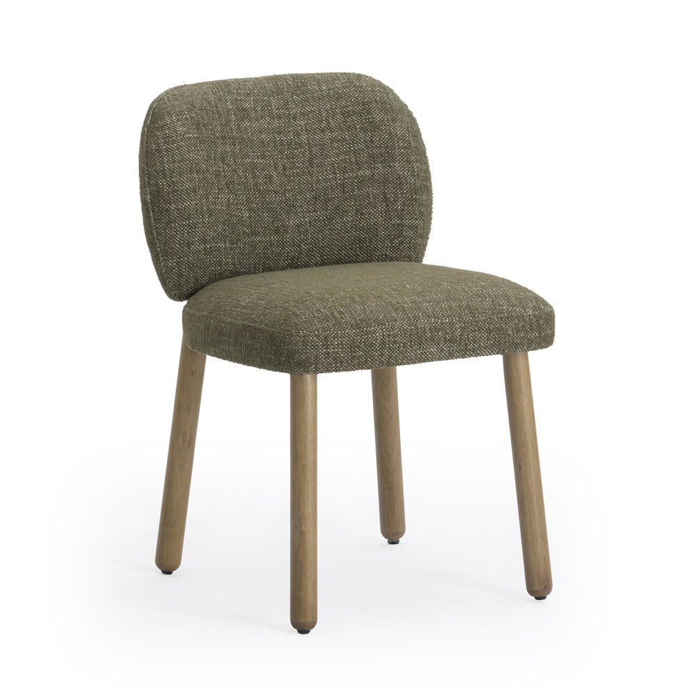 Foxy Olive Green Textured Performance Fabric Dining Chair. Picture 1
