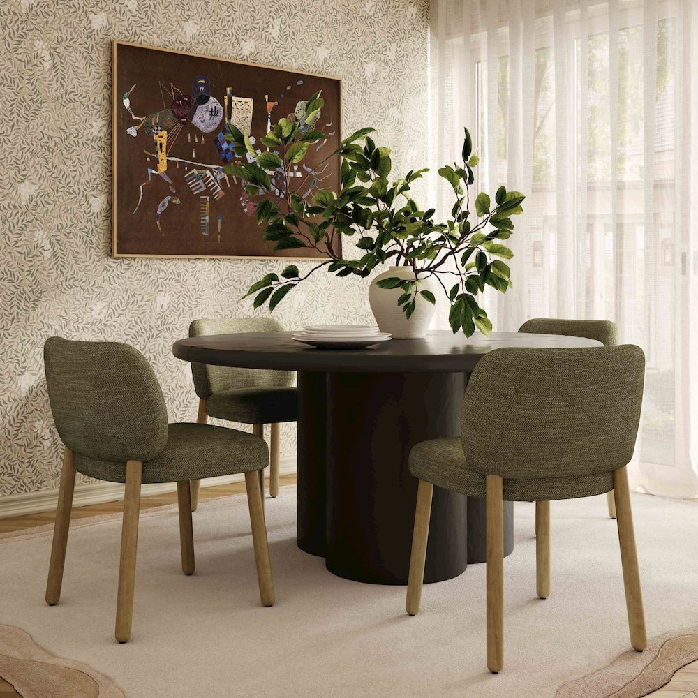 Foxy Olive Green Textured Performance Fabric Dining Chair. Picture 2