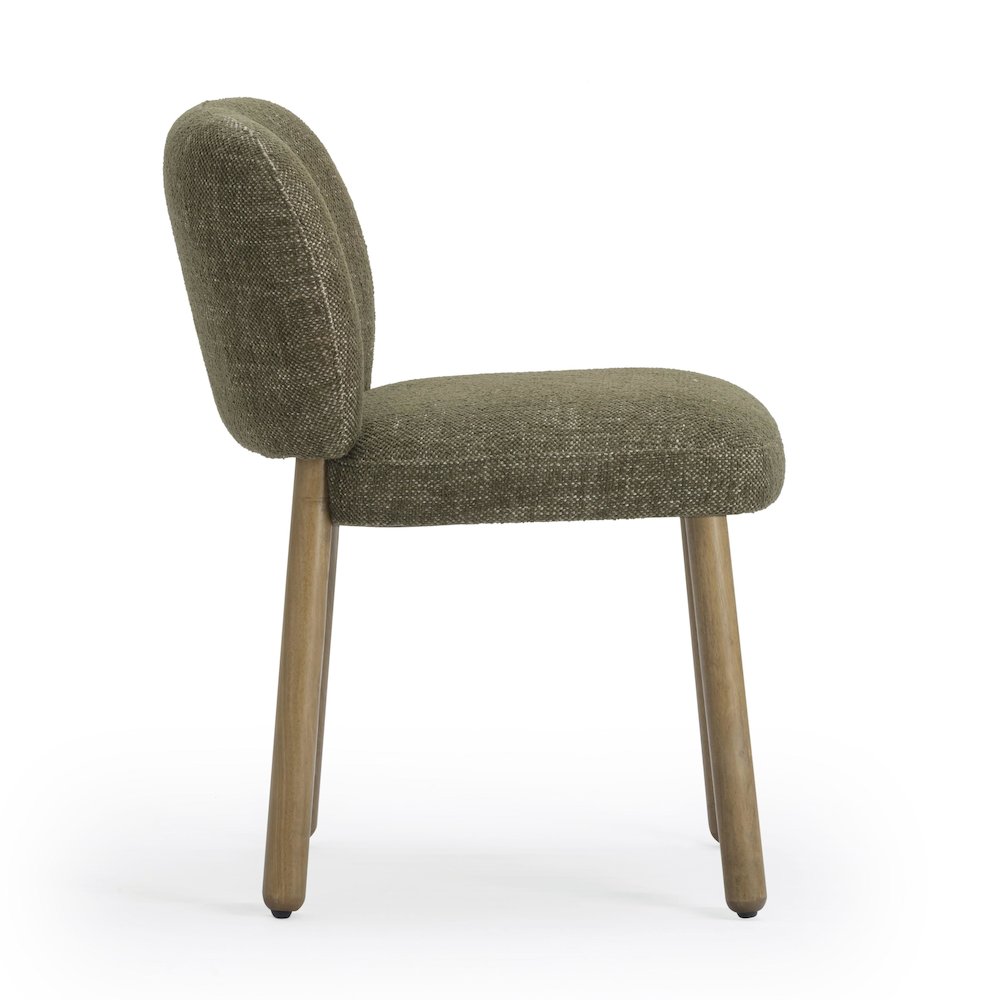 Foxy Olive Green Textured Performance Fabric Dining Chair. Picture 4