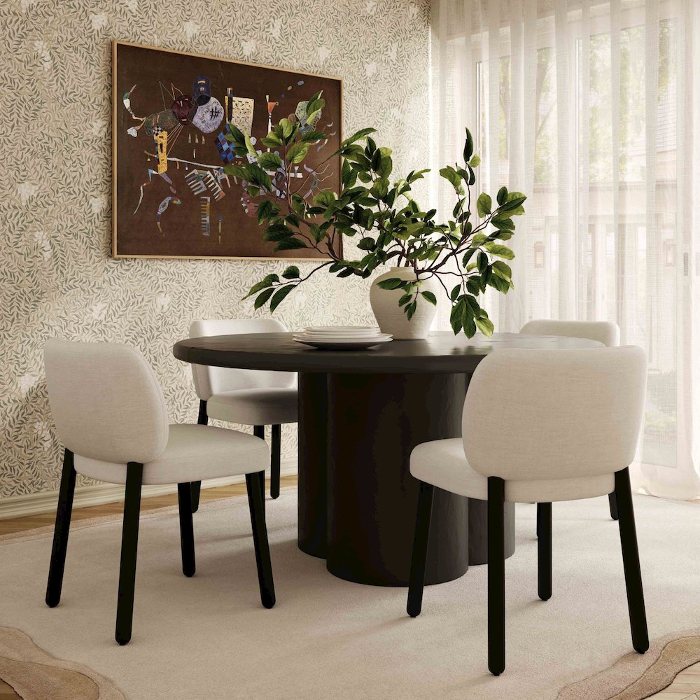 Foxy Cream Performance Basketweave Chenille Dining Chair. Picture 2