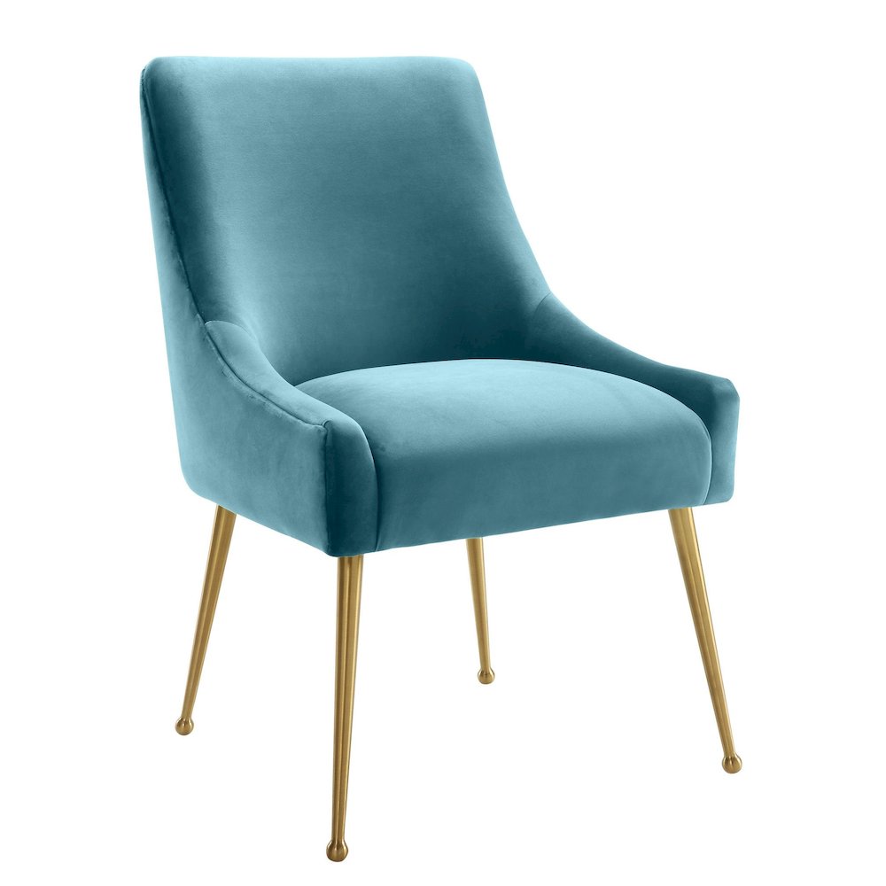 Beatrix Sea Blue Velvet Side Chair. Picture 1