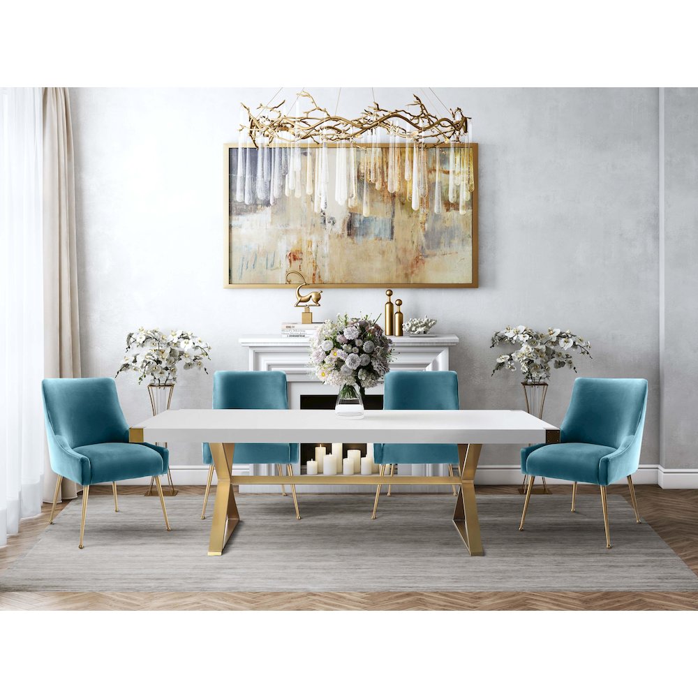 Beatrix Sea Blue Velvet Side Chair. Picture 2