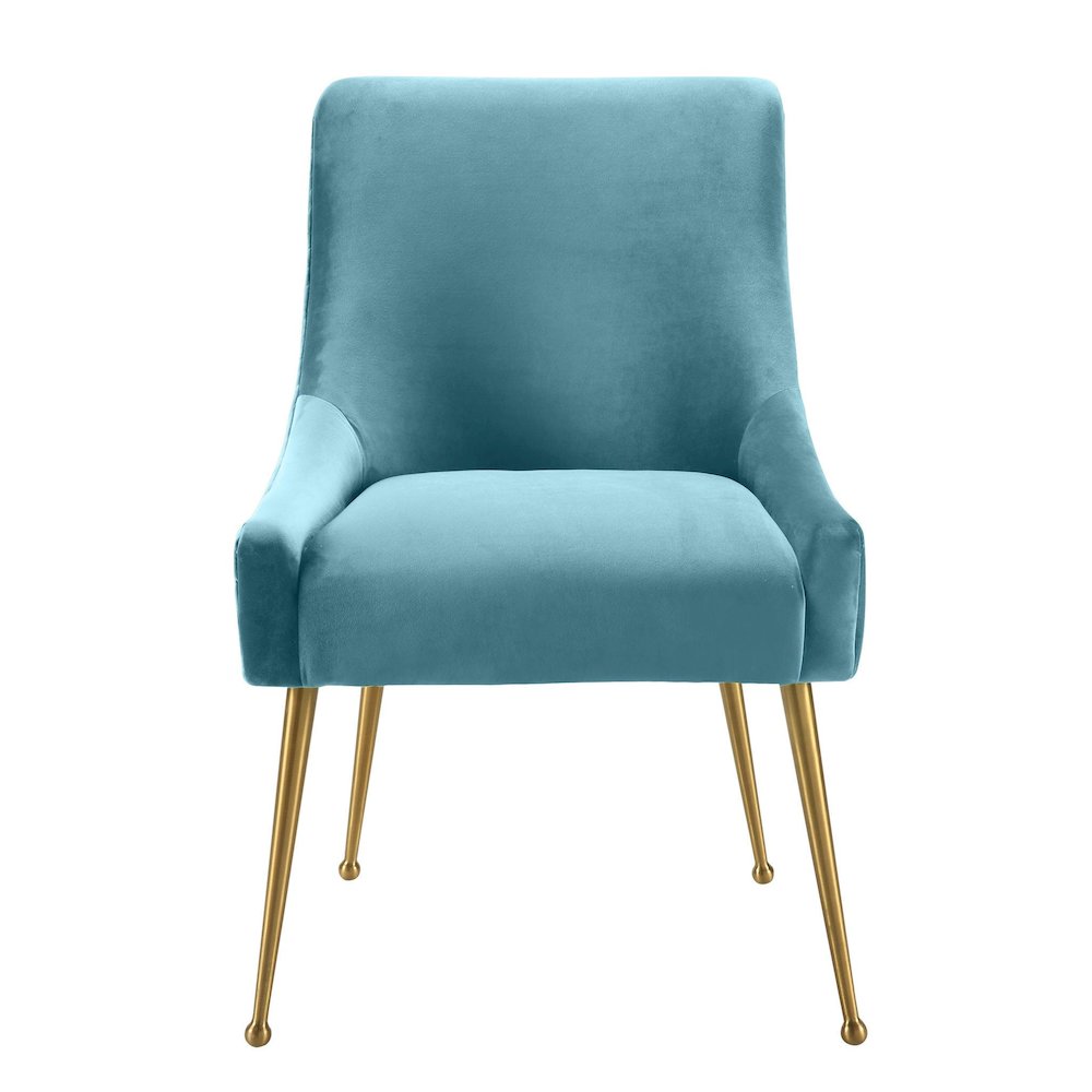 Beatrix Sea Blue Velvet Side Chair. Picture 3