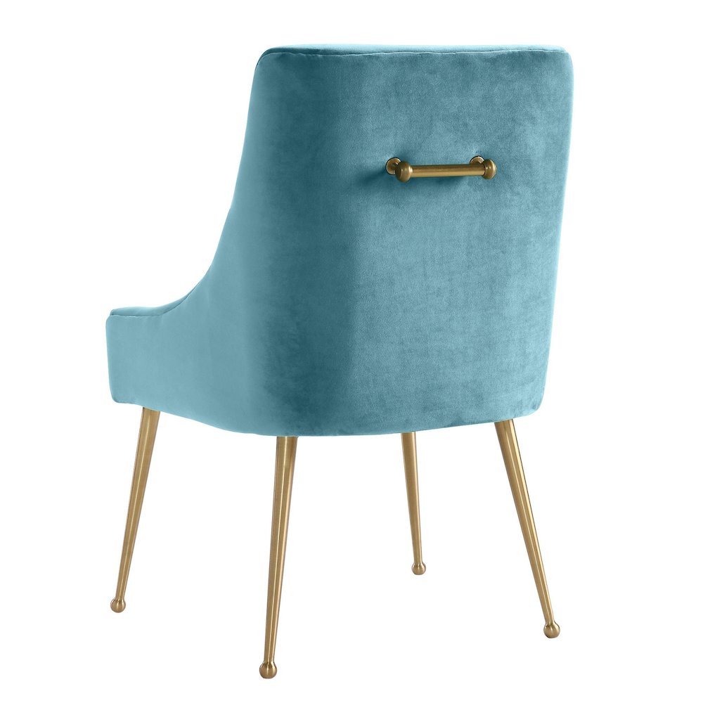 Beatrix Sea Blue Velvet Side Chair. Picture 4