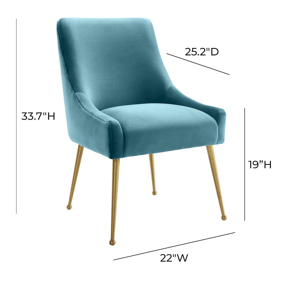 Beatrix Sea Blue Velvet Side Chair. Picture 6