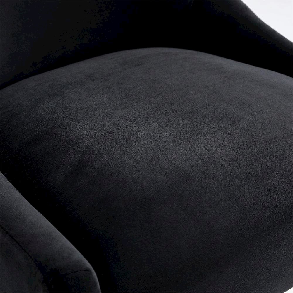 Velvet Upholstered Dining Chair with Gold Legs, Black. Picture 6