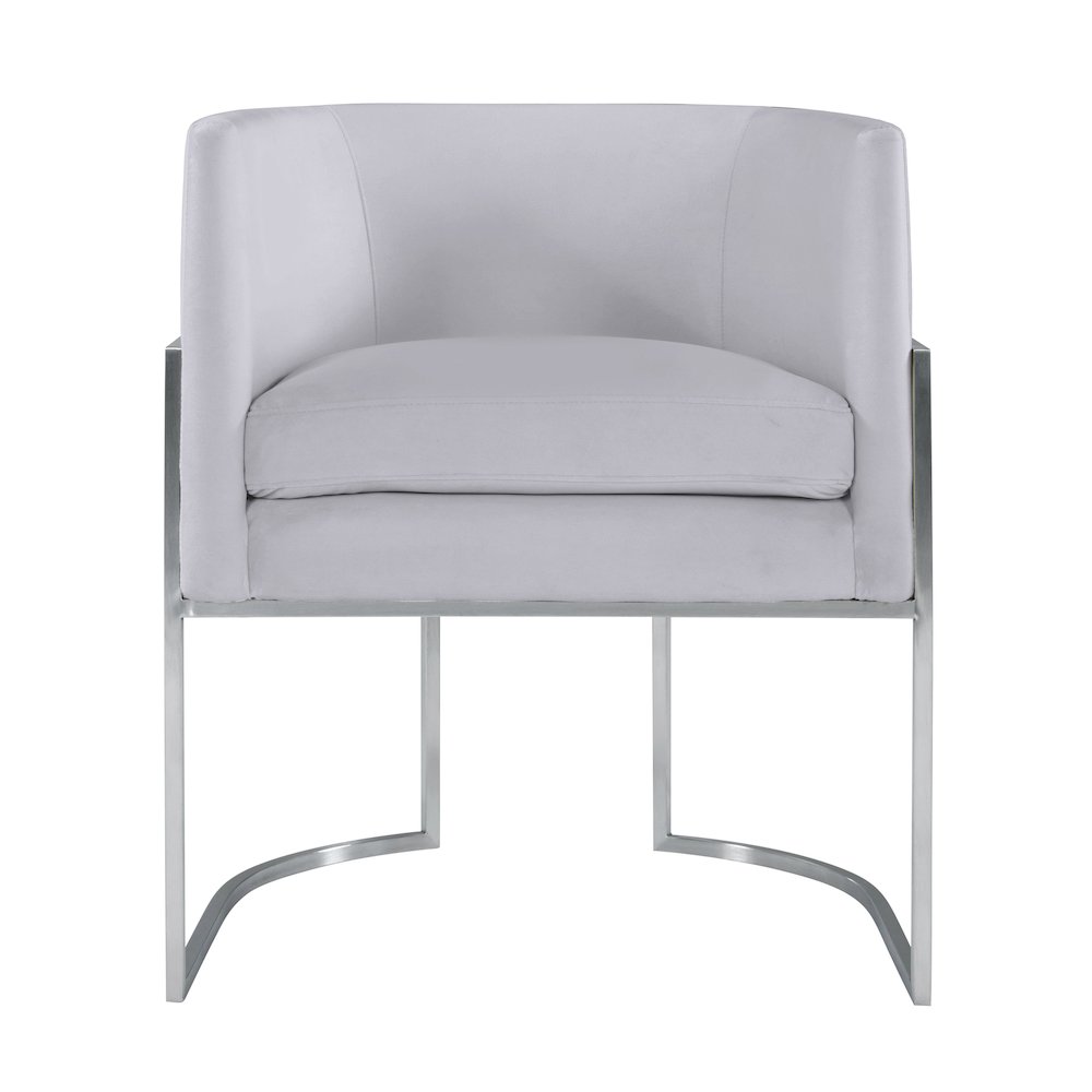 Giselle Grey Velvet Dining Chair with Silver Leg. Picture 3