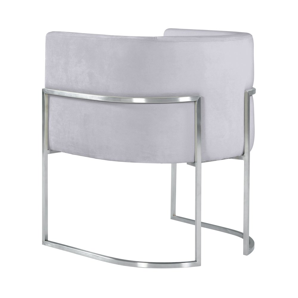 Giselle Grey Velvet Dining Chair with Silver Leg. Picture 4