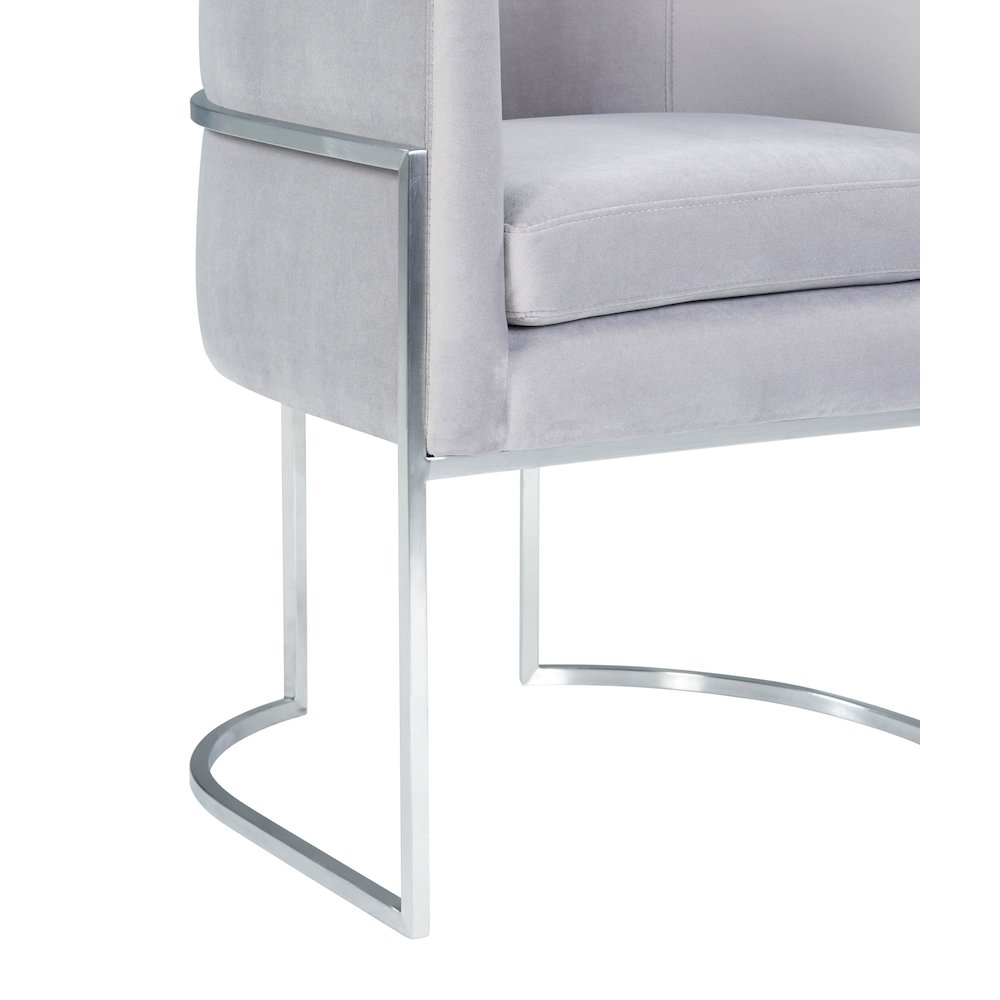 Giselle Grey Velvet Dining Chair with Silver Leg. Picture 5