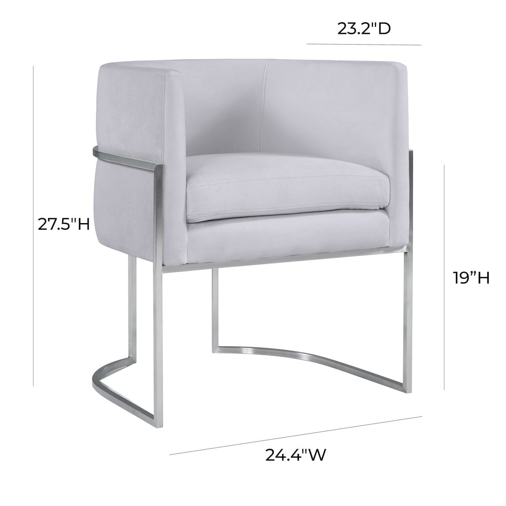 Giselle Grey Velvet Dining Chair with Silver Leg. Picture 6