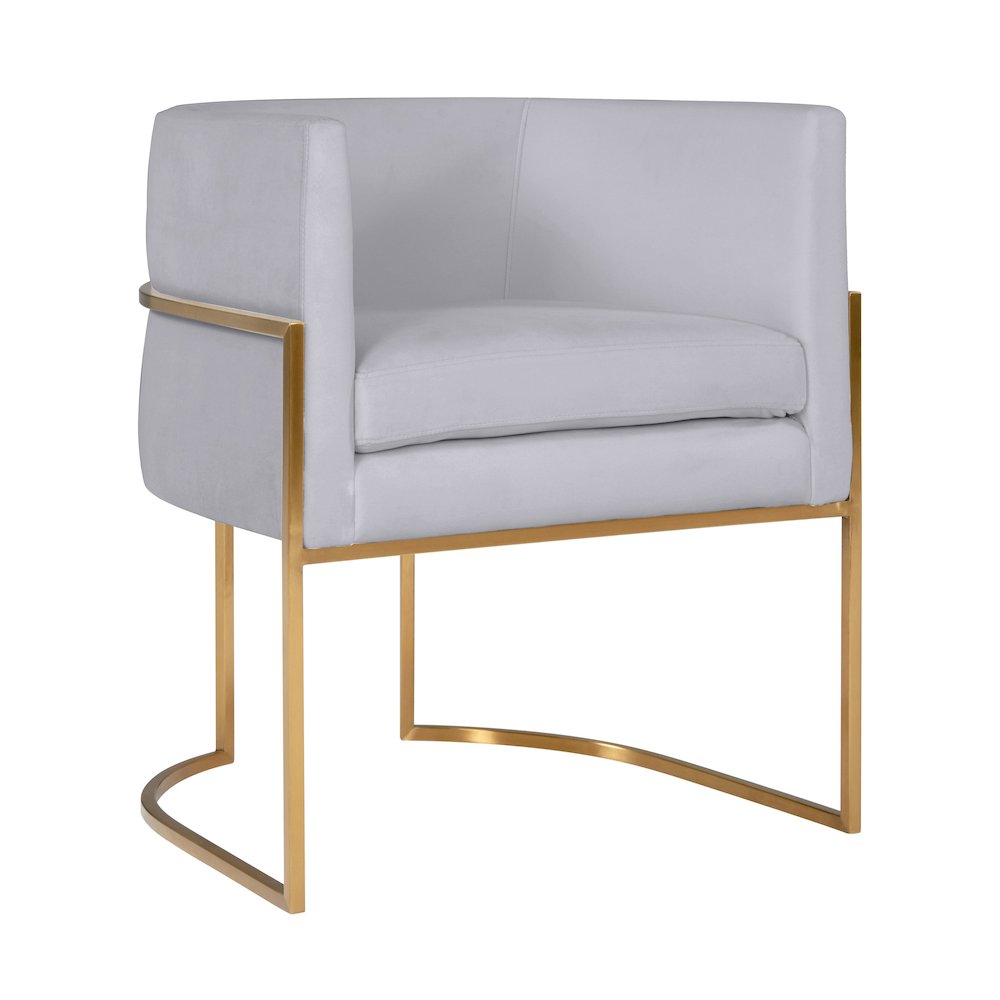 Giselle Grey Velvet Dining Chair with Gold Leg. Picture 1