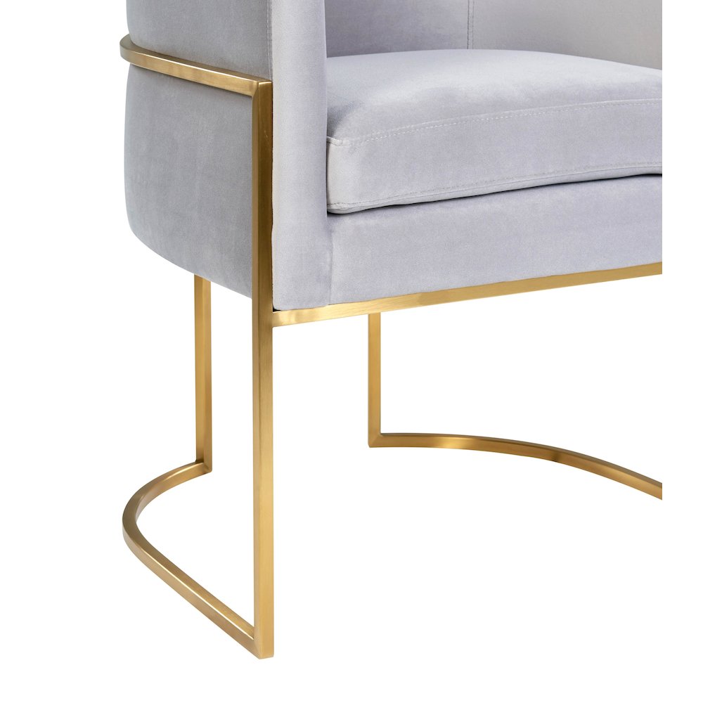 Giselle Grey Velvet Dining Chair with Gold Leg. Picture 5